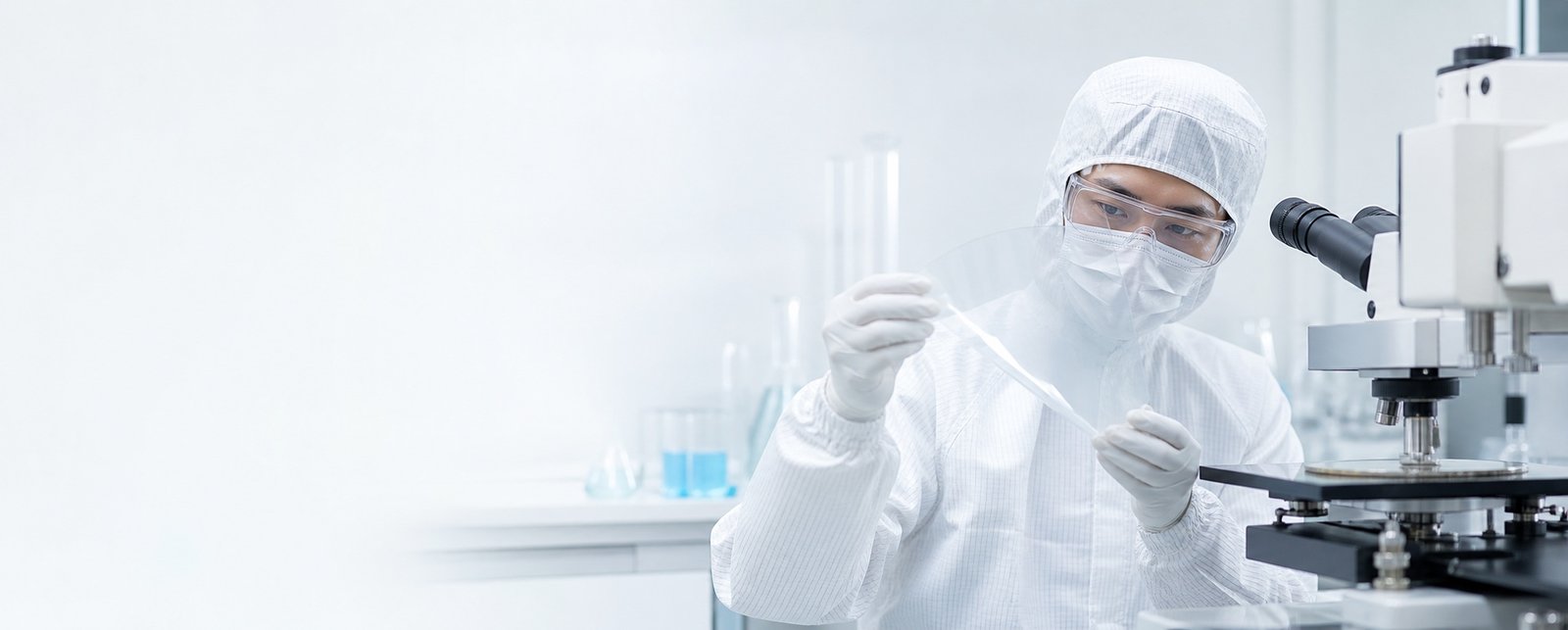 洁净室中的半导体材料研发人员